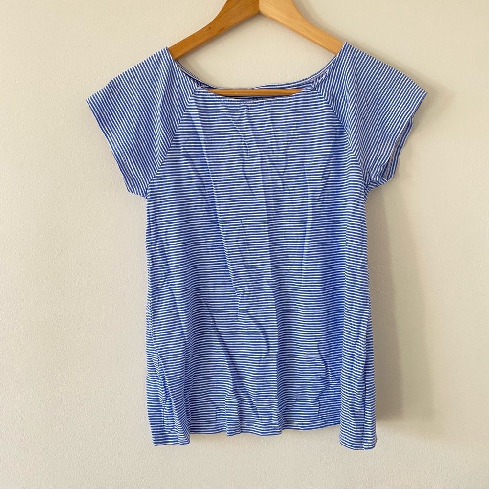 LOFT Nautical Blue and White Short Sleeve Top
